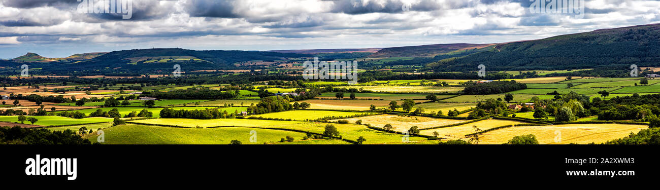 Paysage panoramique de North York Moors et Roseberry Topping, shérif devient Claybank, England, UK Banque D'Images