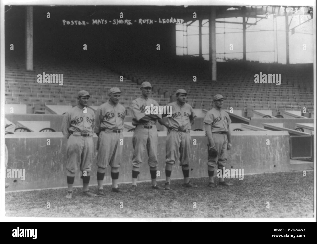 Rube Foster, Carl Mays, Ernie Shore, Babe Ruth, Dutch Leonard, Boston AL, 10/7/1915 (base-ball) Banque D'Images