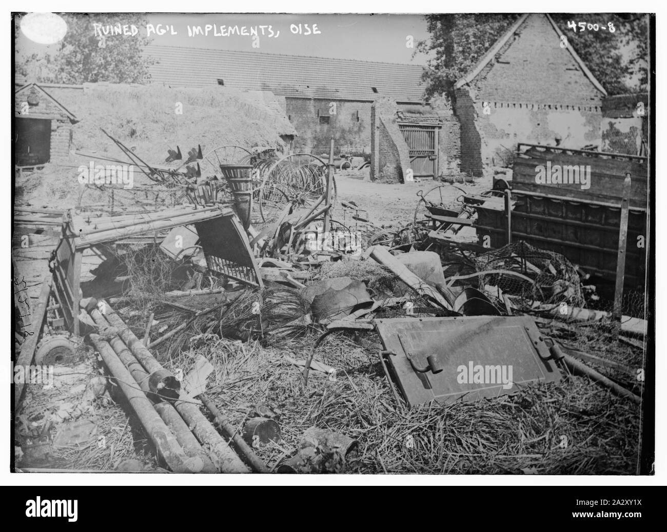 Ruiné ag'l c.-à-d'outils agricoles, Oise Banque D'Images