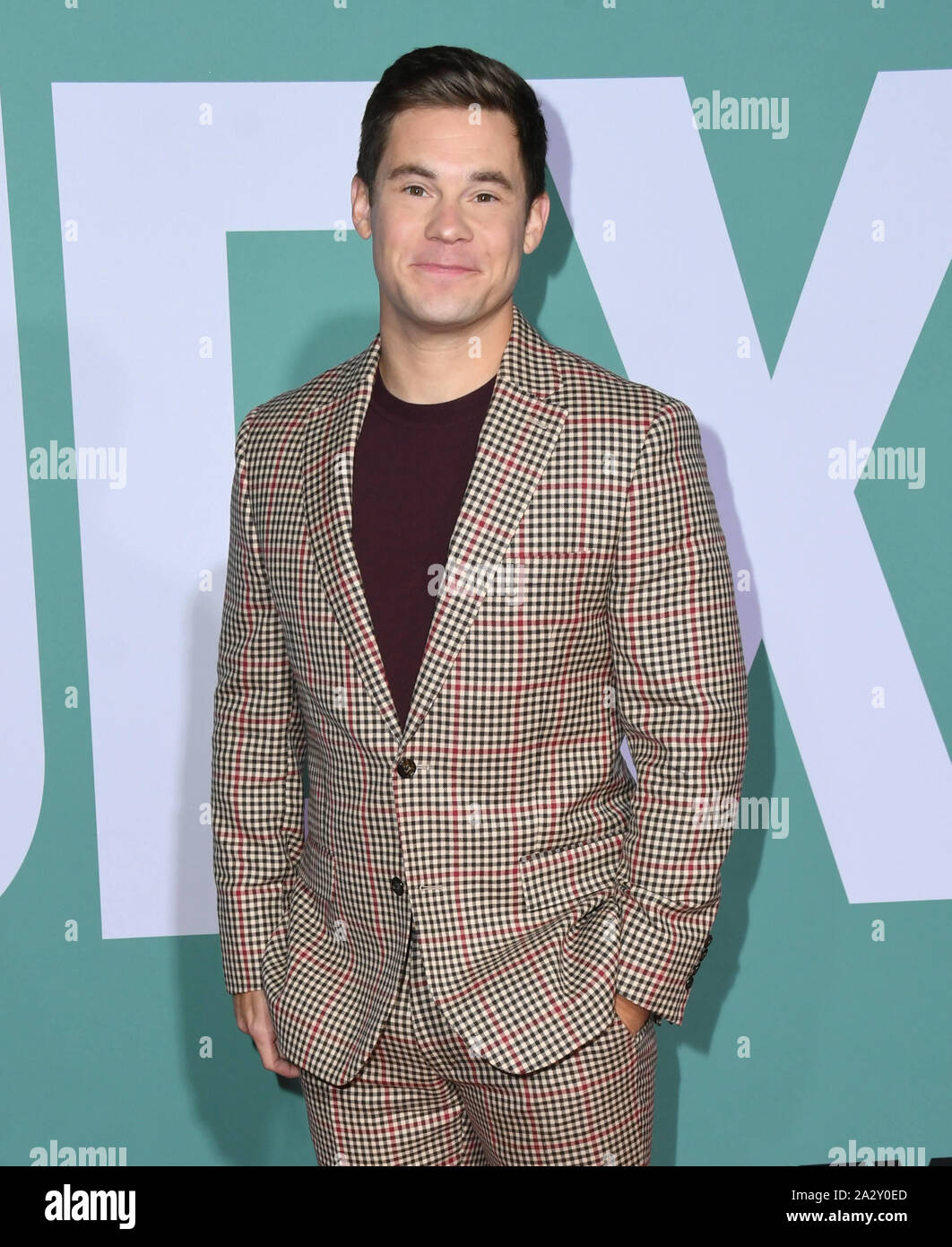 3 octobre 2019, Westwood, Californie, États-Unis : 03 octobre 2019 - Westwood, Californie - Adam Devine. Première de ''Jexi'' Los Angeles au Fox Bruin Theater. Crédit photo : Birdie Thompson/AdMedia Banque D'Images