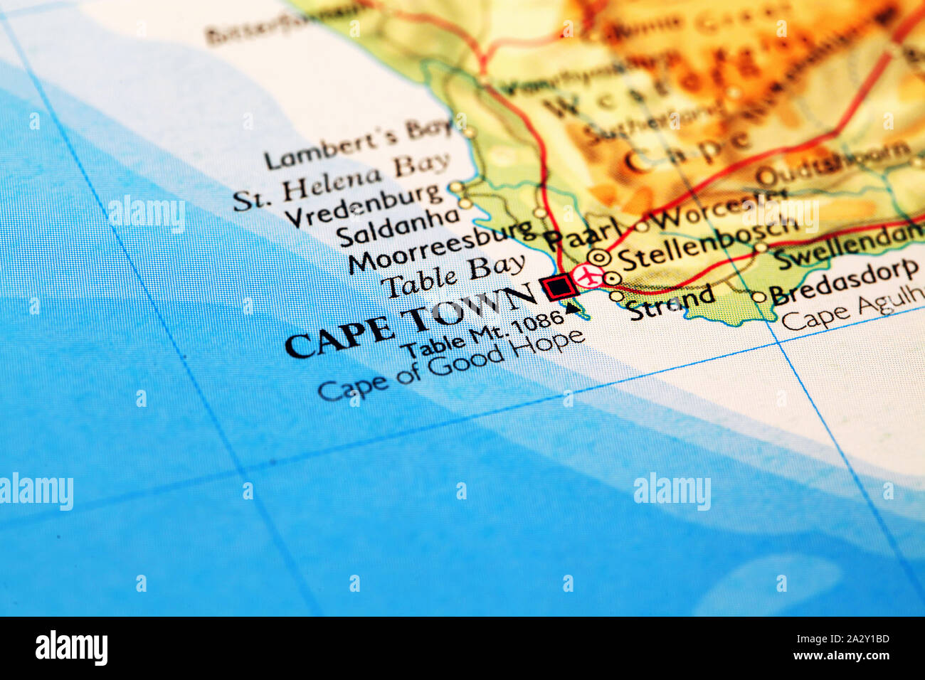 Cape Town Afrique Du Sud Sur La Carte Du Monde Atlas Photo Stock Alamy