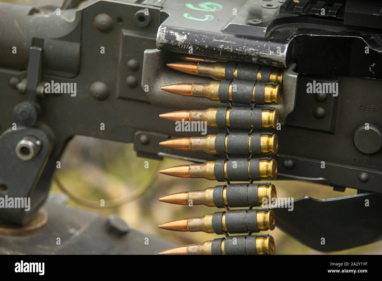 Les Marines américains avec 2e Bataillon, de l'application de la Loi II Marine Expeditionary Force, Groupe d'information et d'entraînement aux manœuvres d'incendie conduite au Camp Lejeune, N.C., 1er octobre 2019. 2e Bataillon de l'application de la loi ont participé à la formation pour renforcer les compétences de combat et maintenir l'état de préparation des futurs déploiements. (U.S. Marine Corps photo par le Cpl. Austin Livingston) Banque D'Images