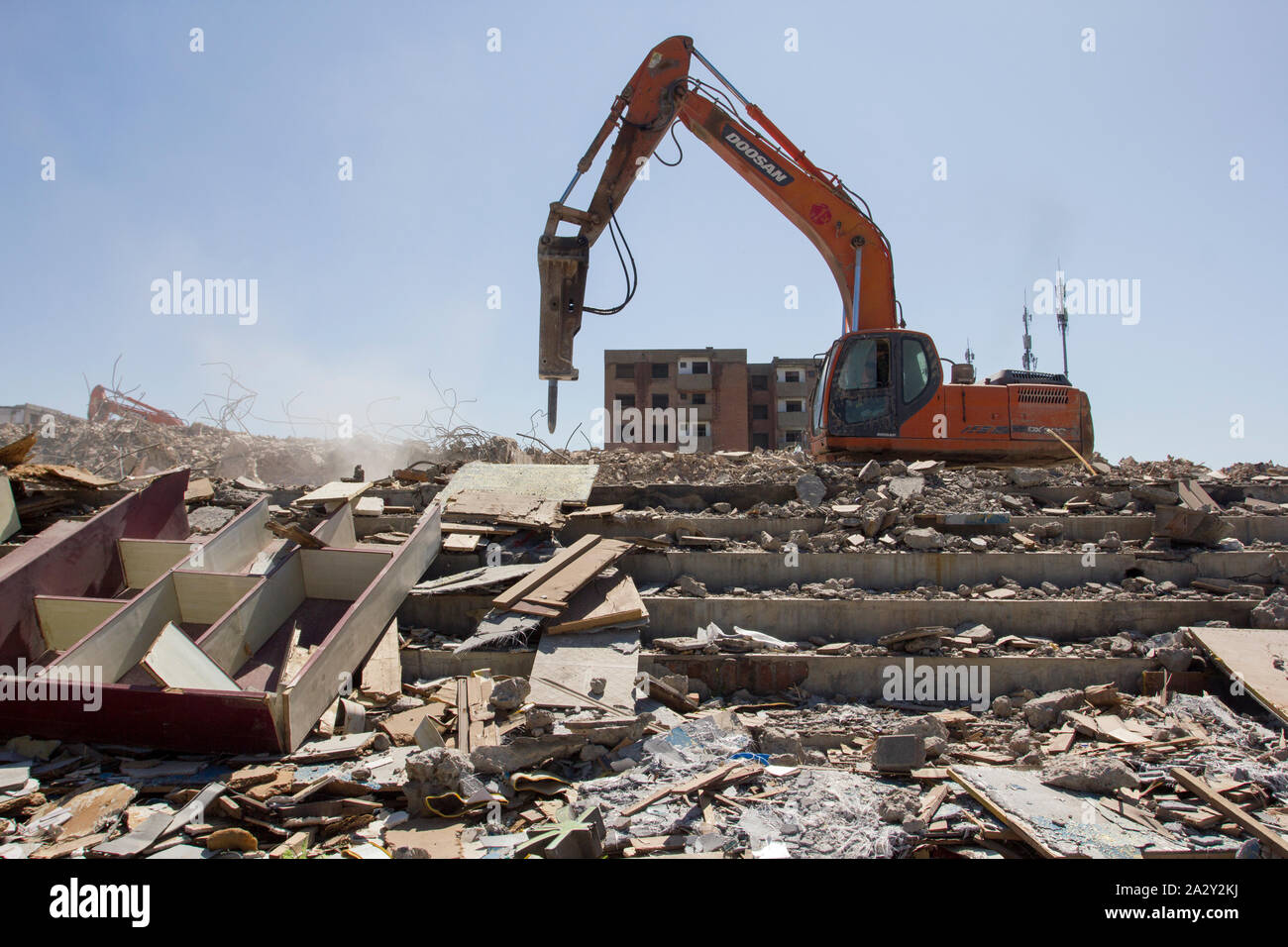 Un site de démolition dans la vieille ville de Datong, dans la province du Shanxi, en Chine, vu le mercredi 3 juillet 2019. Banque D'Images