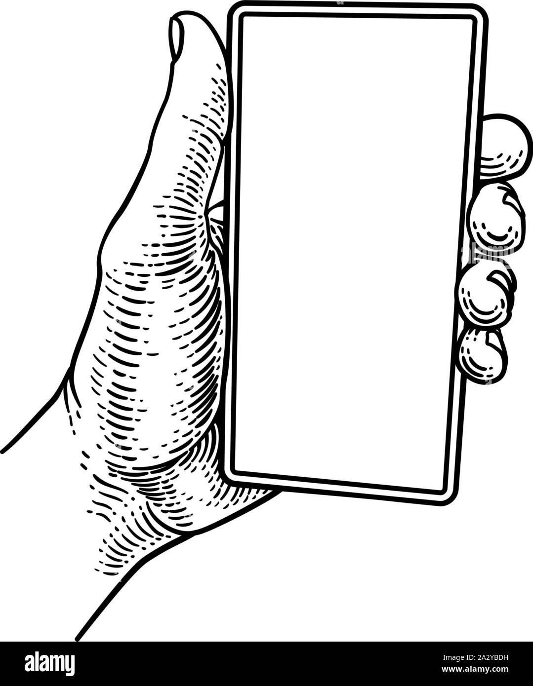 Hand Holding Mobile Phone style Vintage Illustration de Vecteur