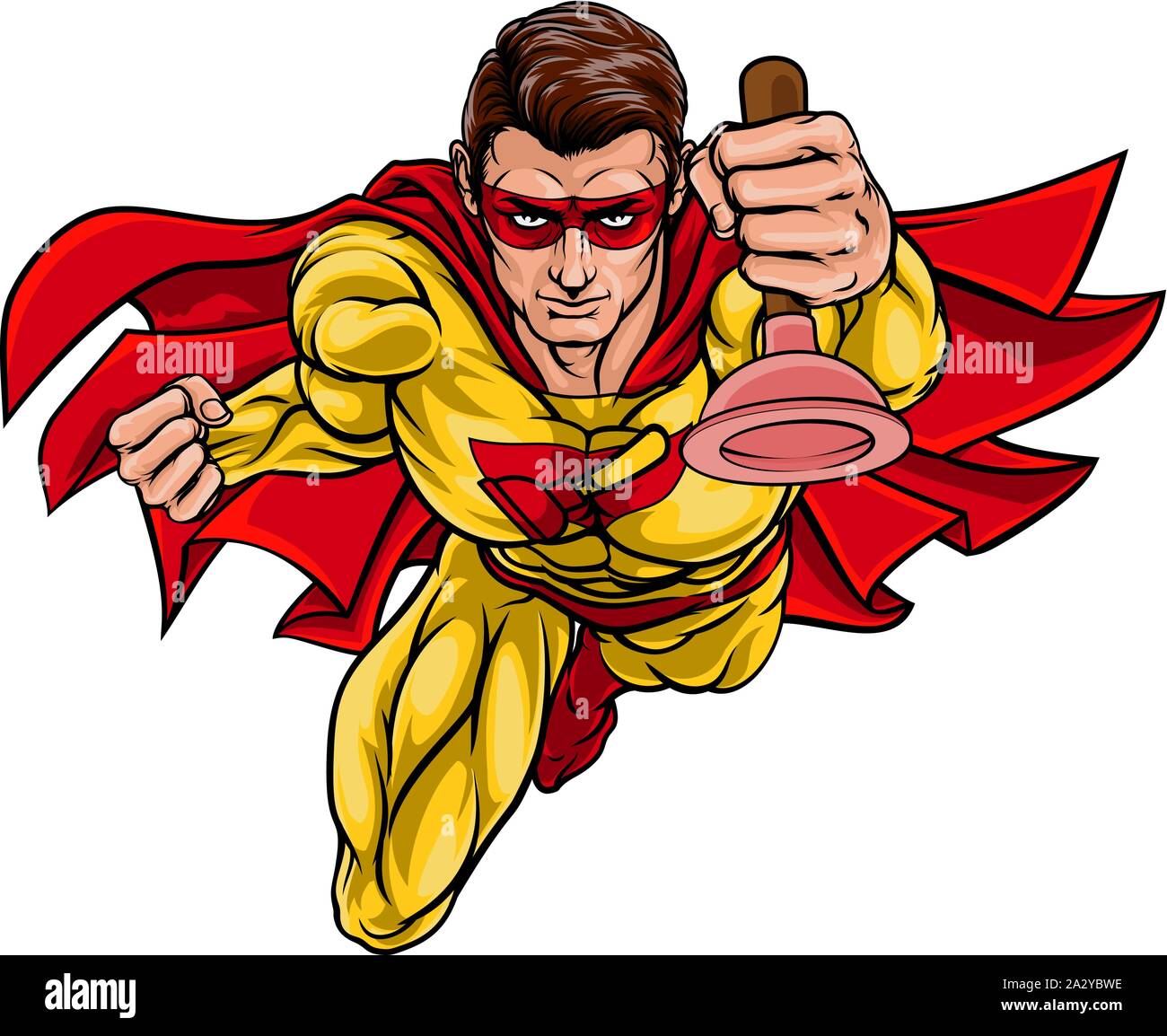 Super-héros bricoleur Plombier Plongeur Holding Illustration de Vecteur