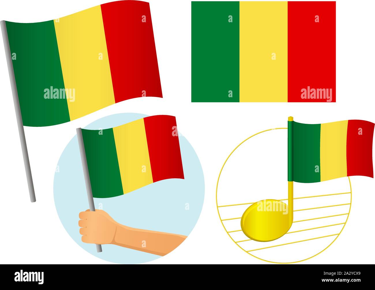 Drapeau Mali icon set. Drapeau national du Mali vector illustration Illustration de Vecteur