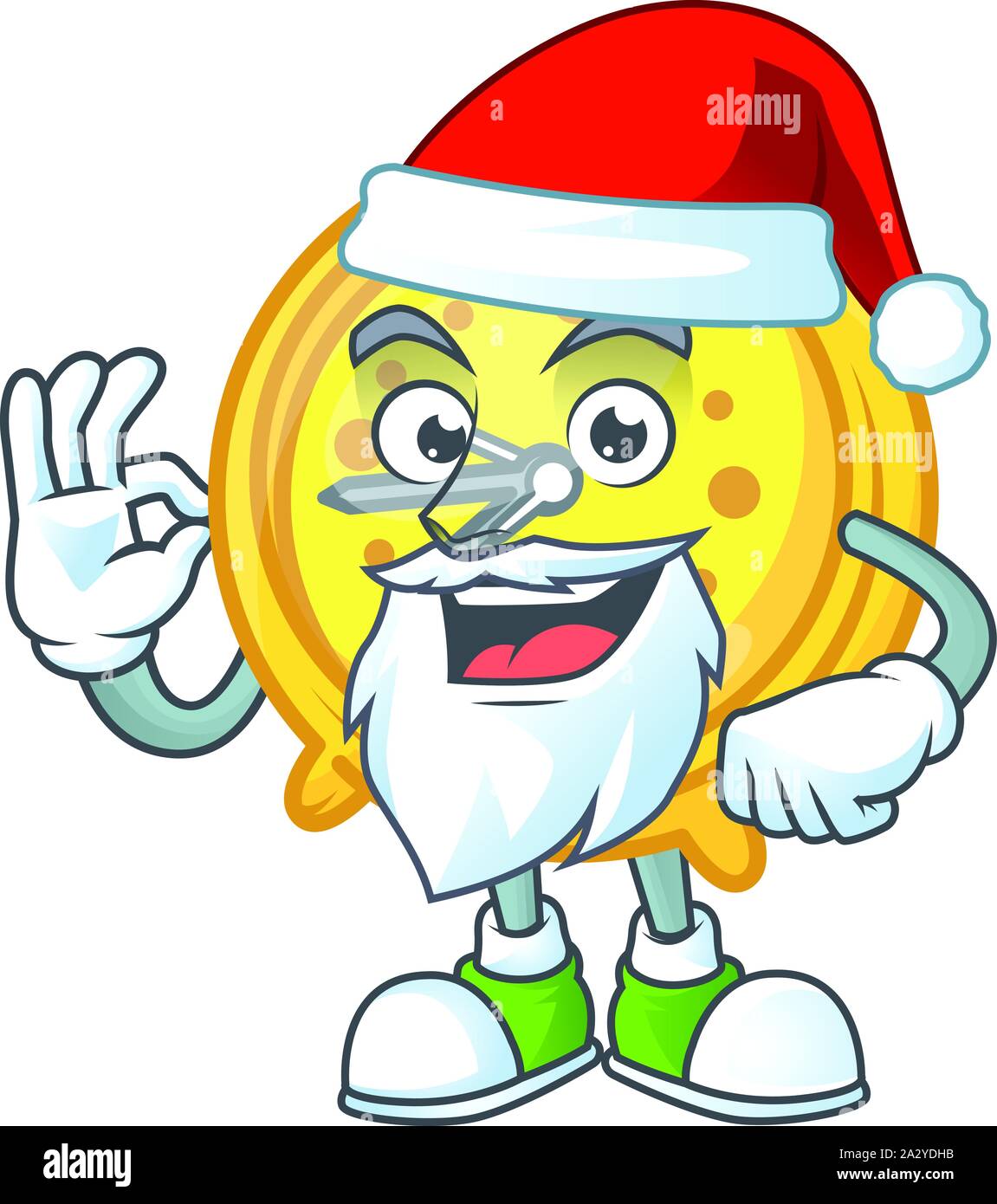 Santa réveil caractère sur fond blanc Illustration de Vecteur