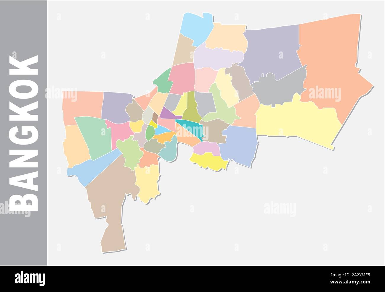 Bangkok colorés carte politique et administrative Illustration de Vecteur