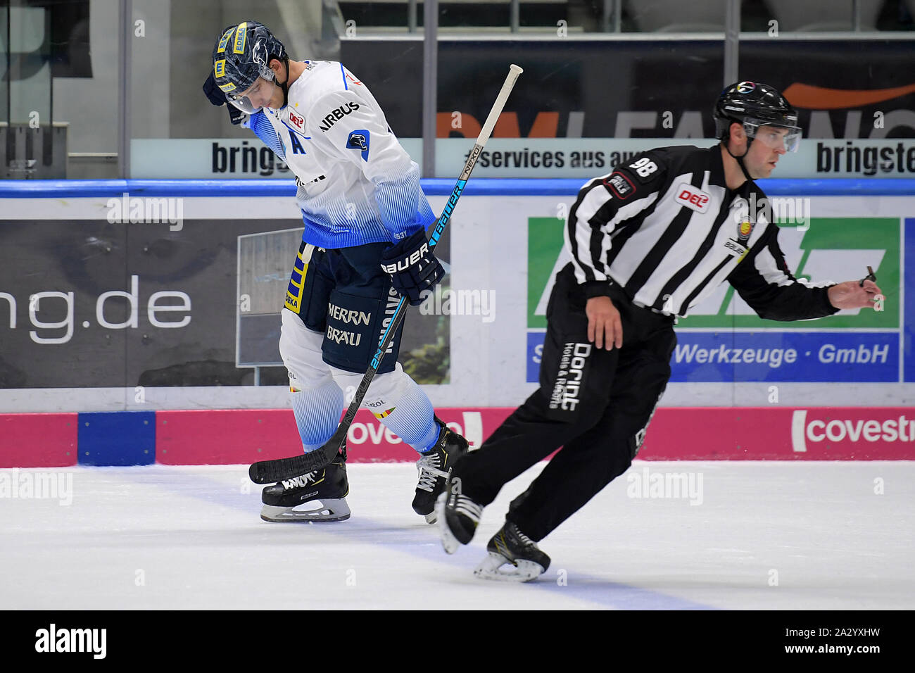 02.10.2019, xemx Eishockey, DEL, l'Augsburger Panther - ERC Ingolstadt emspor, V.L. Mike Collins (ERC Ingolstadt # 13) célébrer l'objectif, Der Torjubel z Banque D'Images