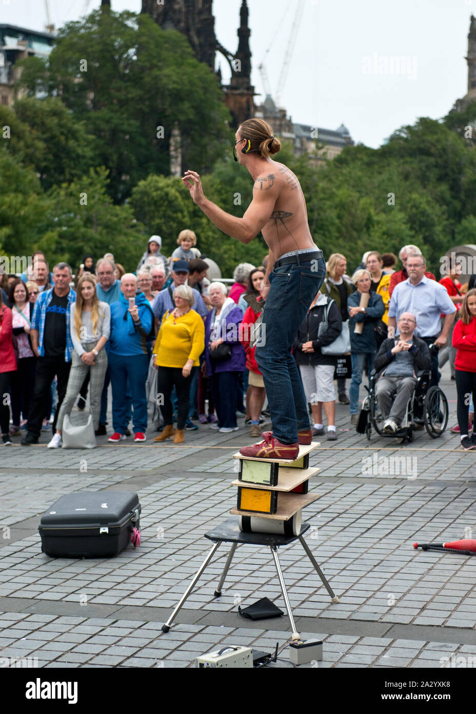 Artiste de rue dans l'Edinburgh Fringe Festival. Banque D'Images