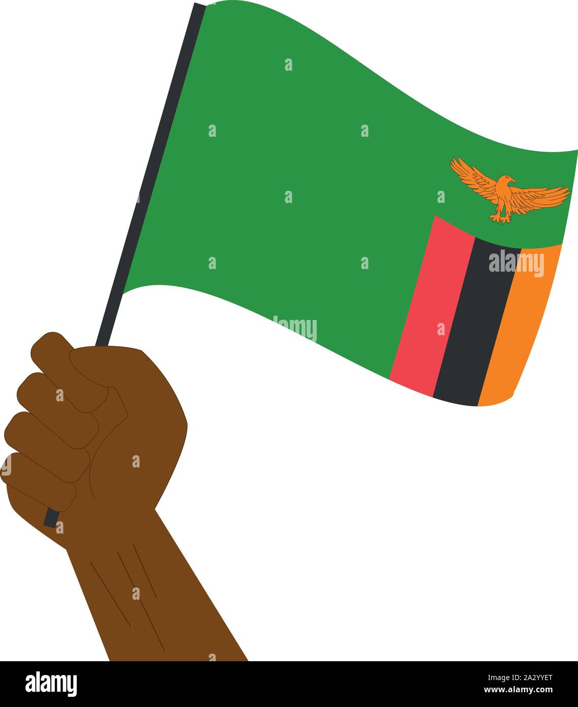 Main tenant et élever le drapeau national de la Zambie Illustration de Vecteur