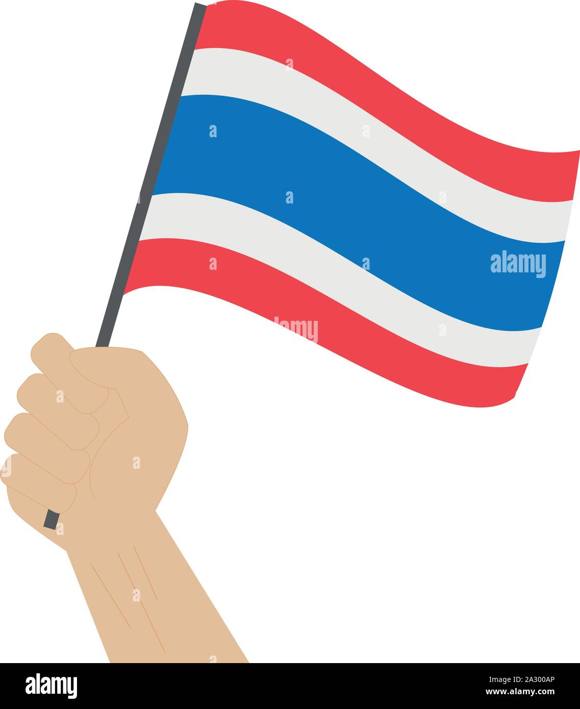 Main tenant et élever le drapeau national de la Thaïlande Illustration de Vecteur
