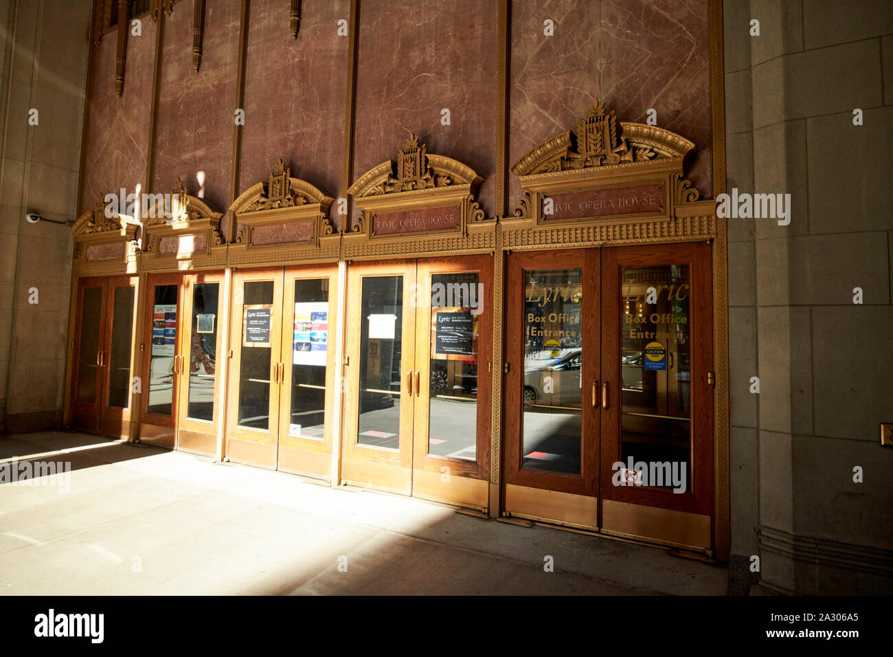 Box office entrée de la Civic Theatre Lyric Opera de Chicago Opera House Building de Chicago, dans l'Illinois, États-Unis d'Amérique Banque D'Images