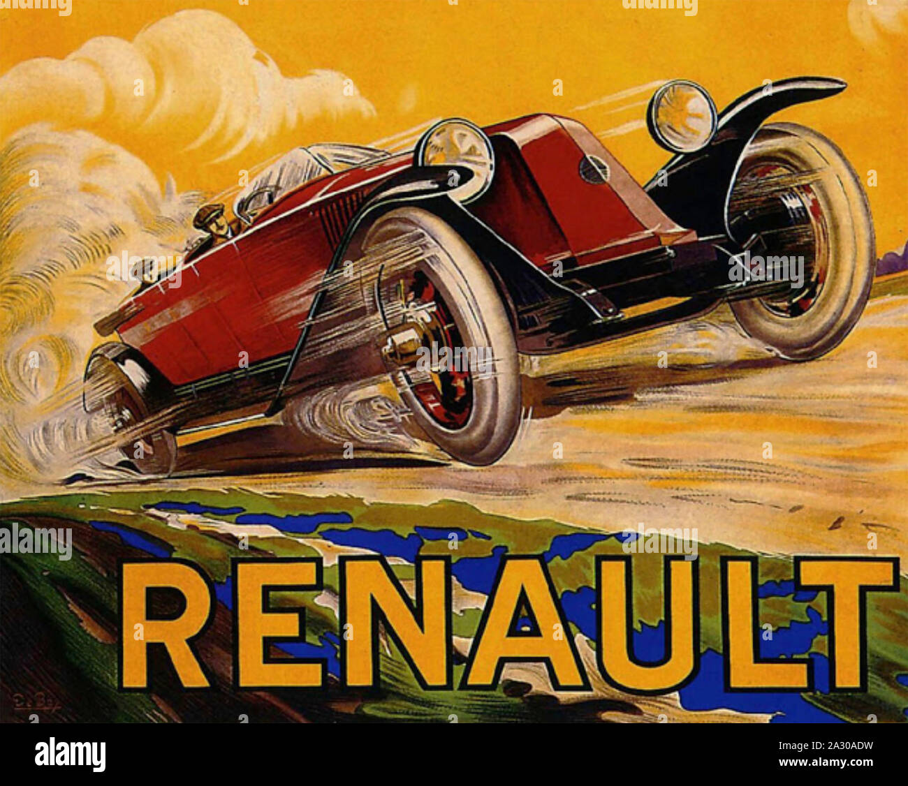 Une RENAULT 1924 affiche pour le constructeur automobile français Banque D'Images