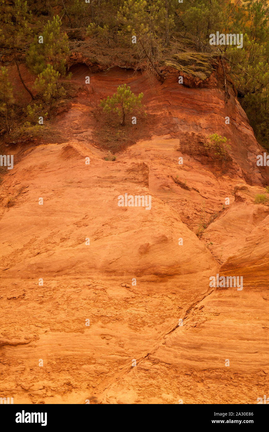 Ockerfelsen bei Roussillon, Département Vaucluse, Région Provence-Alpes-Côte d'Azur, Frankreich, Europa| falaises ocres près de Roussillon, Vaucluse depart Banque D'Images