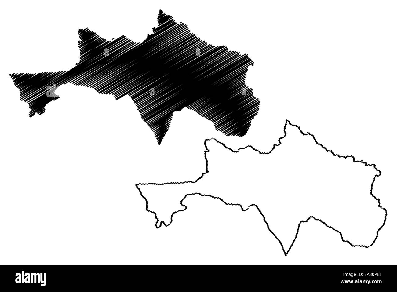 La province de Bolikhamsai (République démocratique populaire du Laos, Muang Lao, Provinces du Laos) map vector illustration croquis Borikhamxay, scribble map Illustration de Vecteur