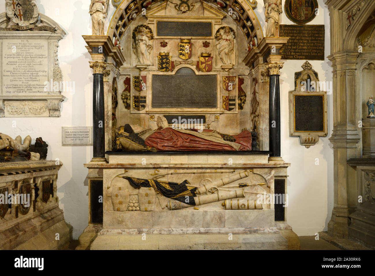 L'Clopton Chapelle dans l'église Holy Trinity, l'église de la Sainte Trinité, ou Église de Shakespeare, Stratford-upon-Avon England UK Banque D'Images