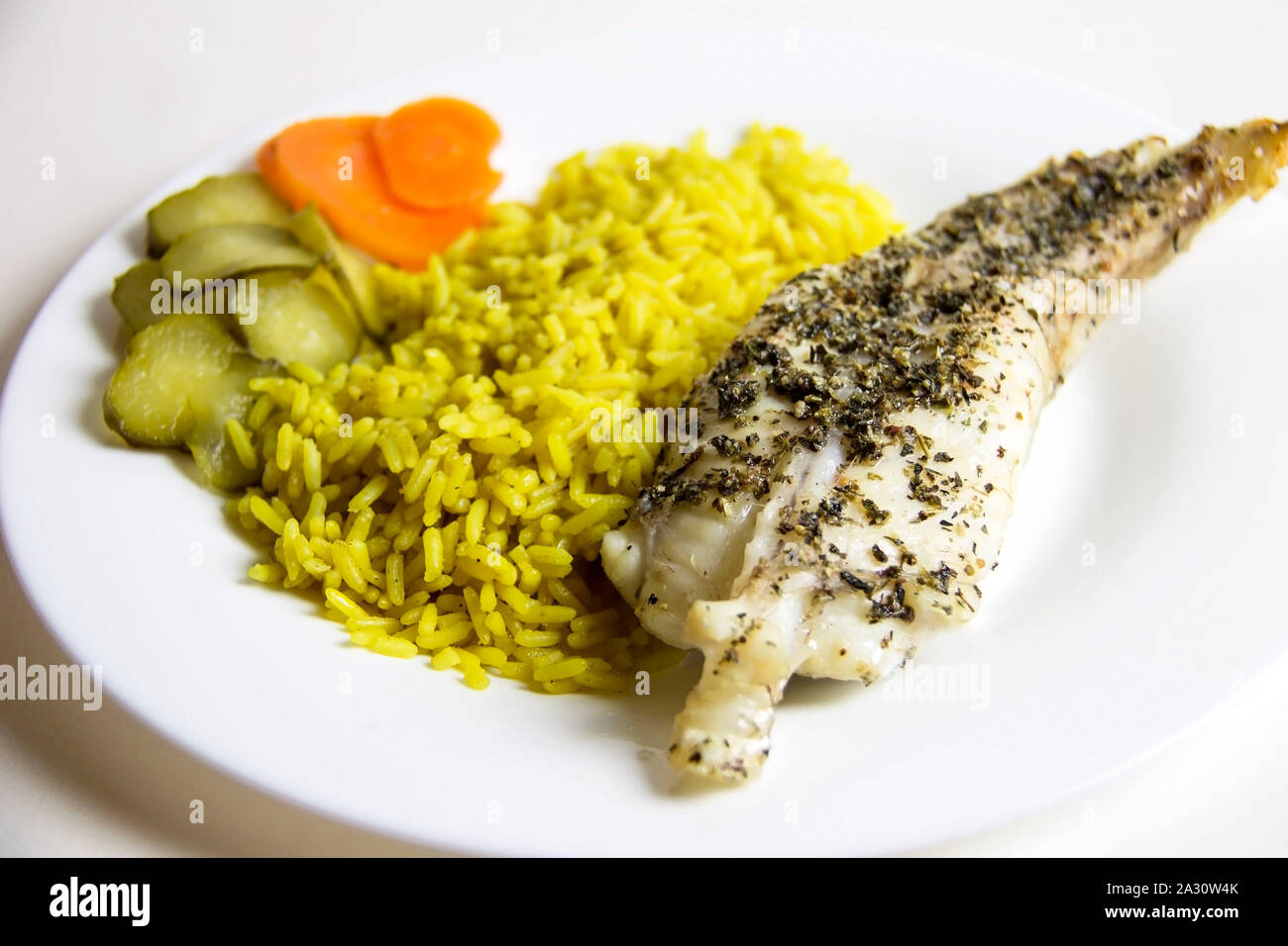 L'alimentation saine. Cuit, frit, prêt à manger de la lotte Banque D'Images