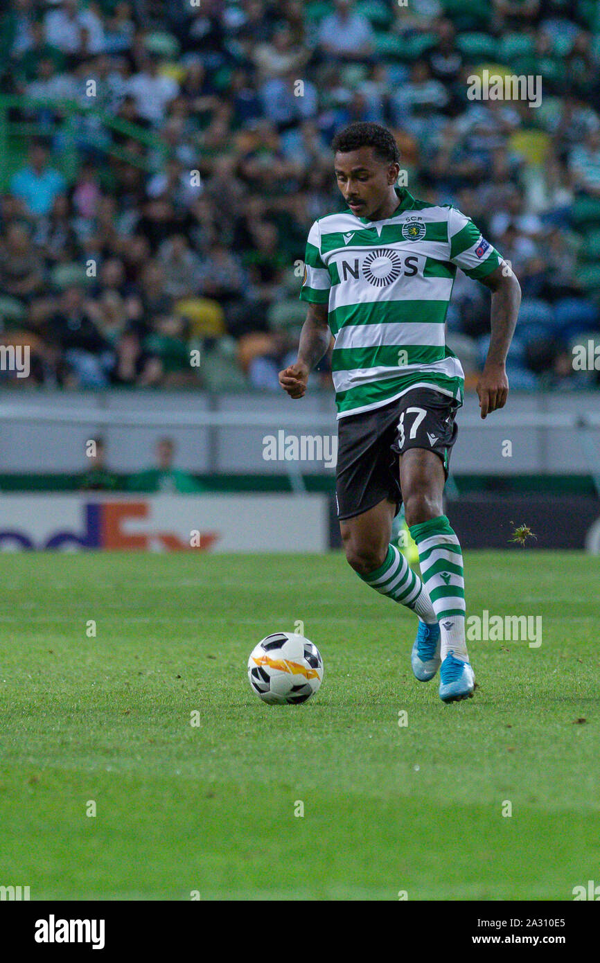 03 octobre, 2019. Lisbonne, Portugal. Le milieu du sport du Brésil Wendel  (37) en action au cours de la partie de l'UEFA Europa League, groupe D,  Sporting CP vs Lask Linz Crédit :