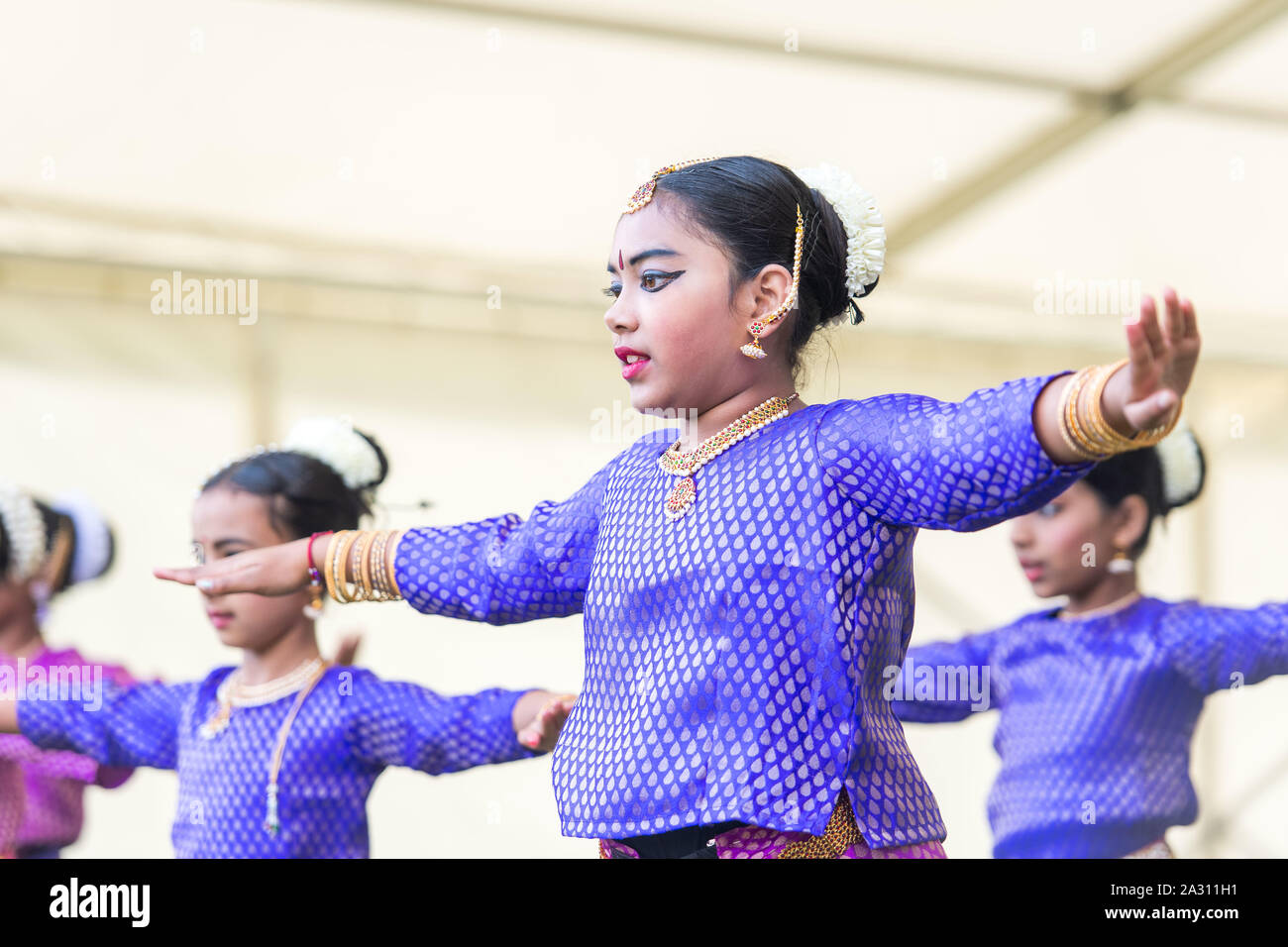 Mela festival, Leith Links, danse idhaymi performance Banque D'Images
