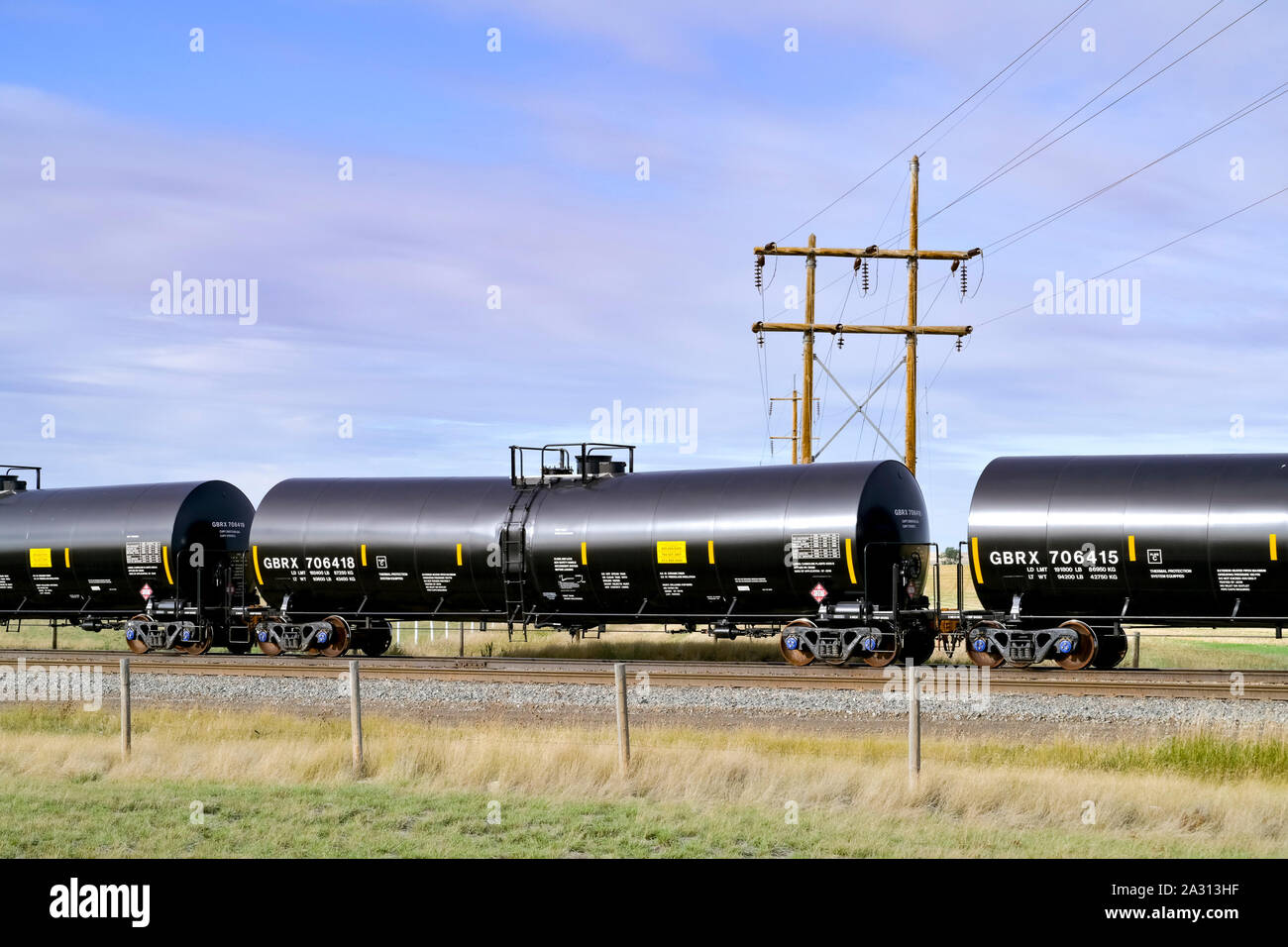 Le matériel roulant, les wagons-citernes, Alberta, Canada Banque D'Images
