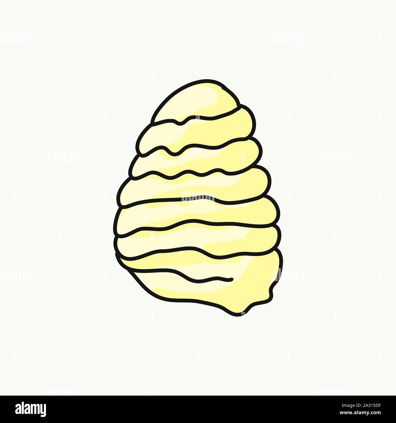 Vecteur d'une glace vanille. Nice jaune alimentaire doodle. Illustration de Vecteur