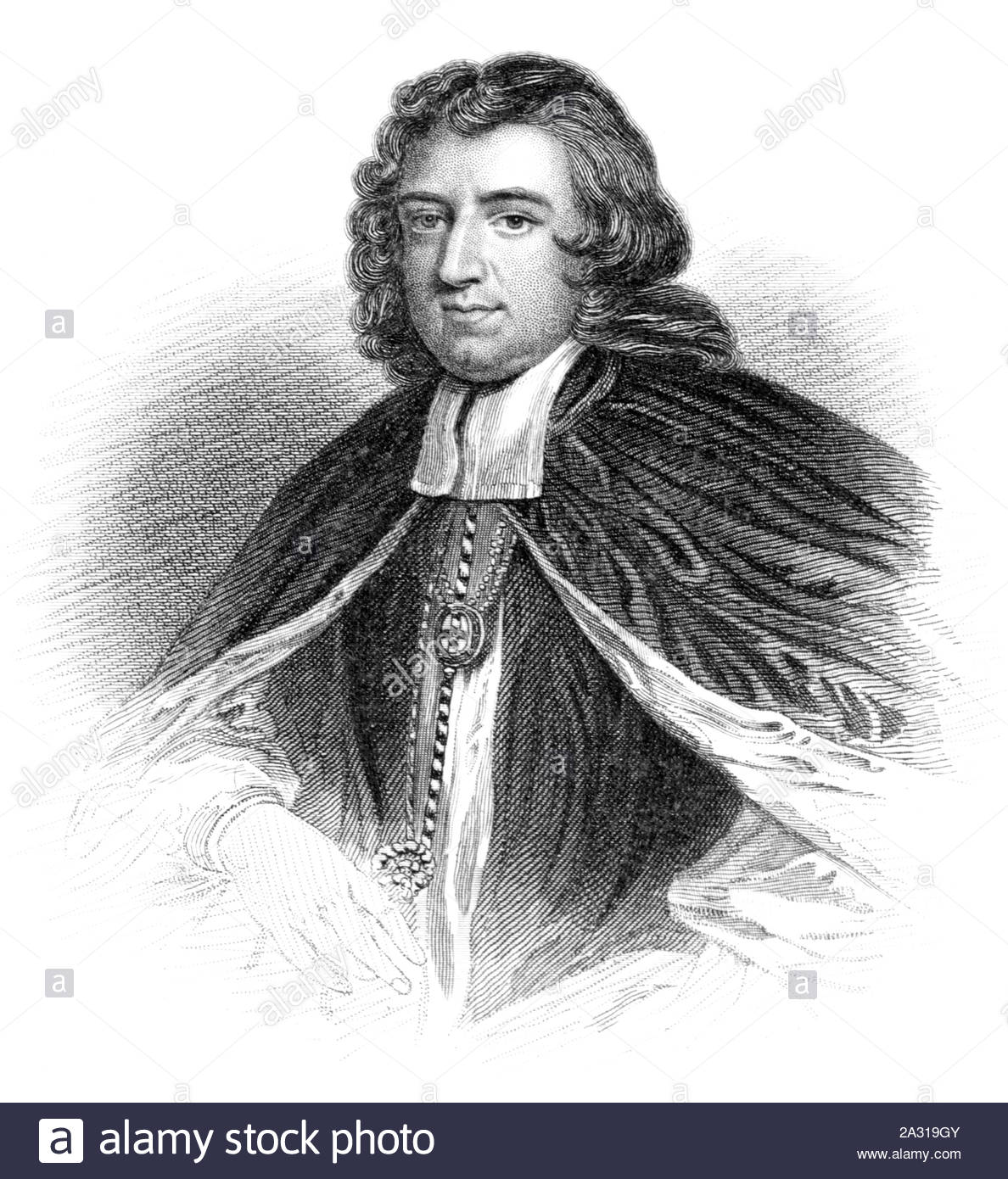 Gilbert Burnett portrait, 1643 - 1715, était un philosophe et historien écossais et l'évêque de Salisbury, vintage illustration de 1850 Banque D'Images