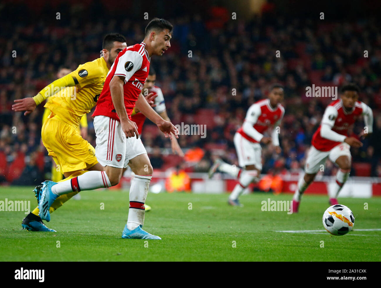 Londres, Royaume-Uni, 03 octobre Gabriel Martinelli d'Arsenal au cours de l'UEFA Europa League Groupe F entre Arsenal et Standard Liège au Emirates stad Banque D'Images