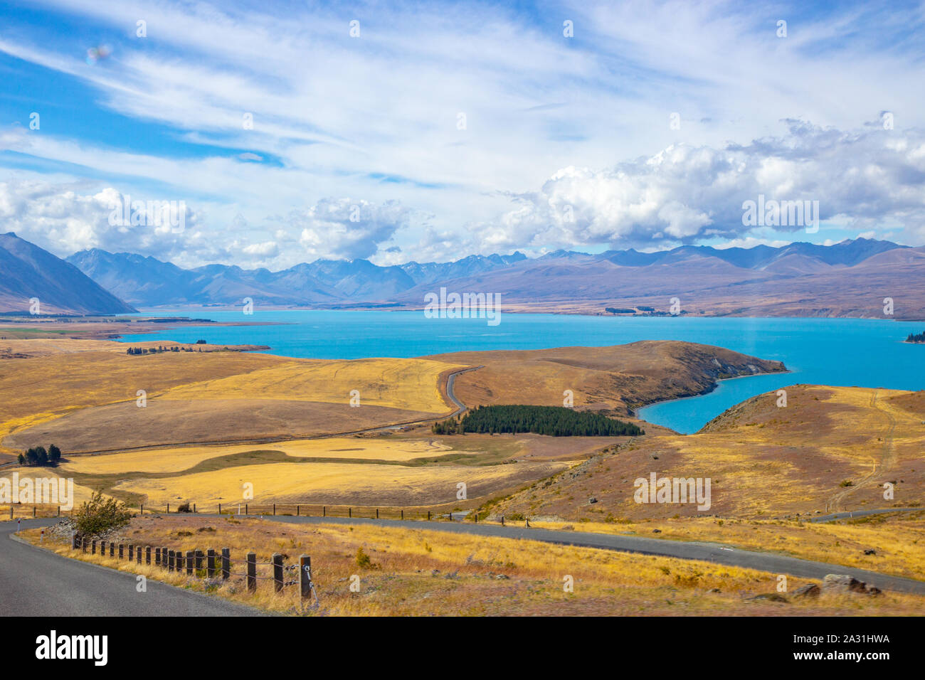 Vue aérienne de Lake Tekapo, Nouvelle-Zélande Banque D'Images