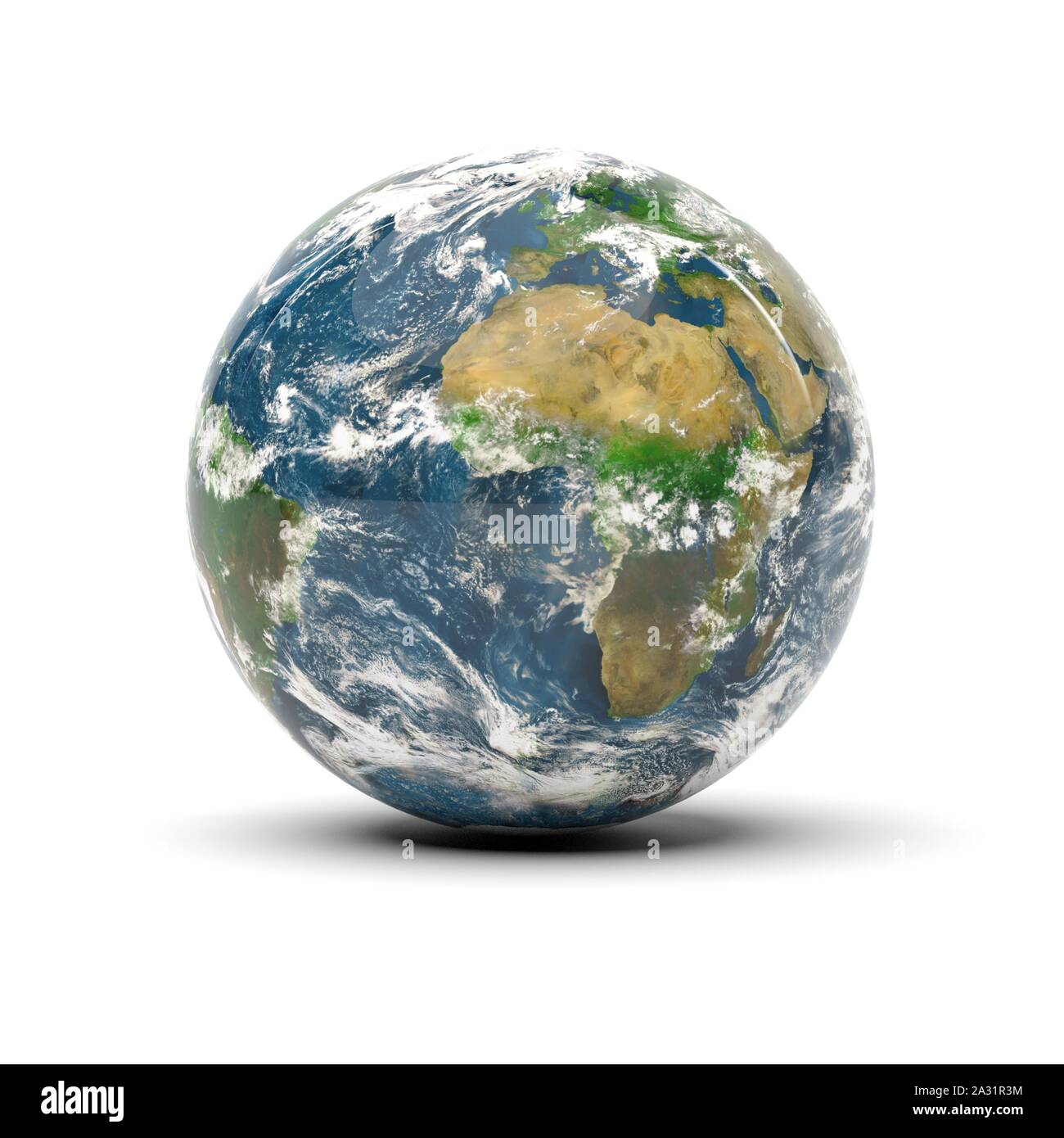 Planète Terre sur fond blanc Banque D'Images