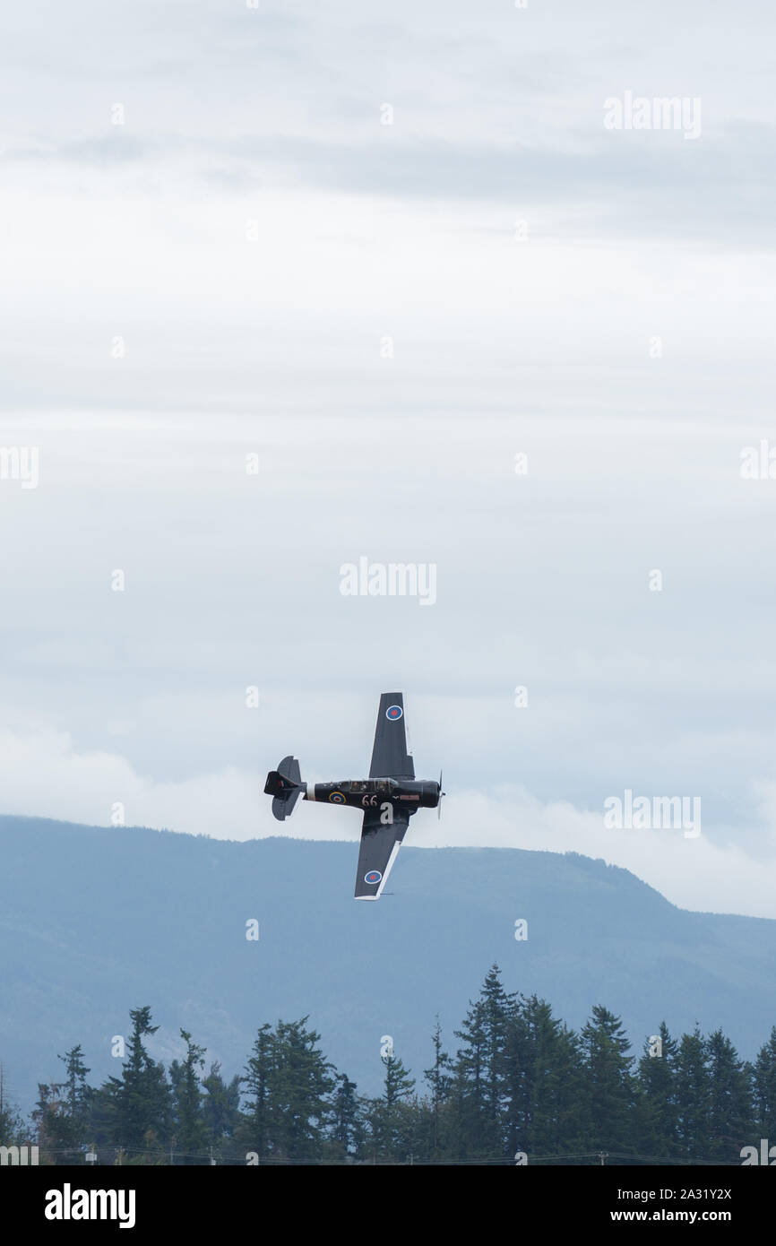 ABBOTSFORD, BC, CANADA - Aug 11, 2019 : une ère de la DEUXIÈME GUERRE MONDIALE avion hélice produiront au Salon International de l'aéronautique d'Abbotsford. Banque D'Images