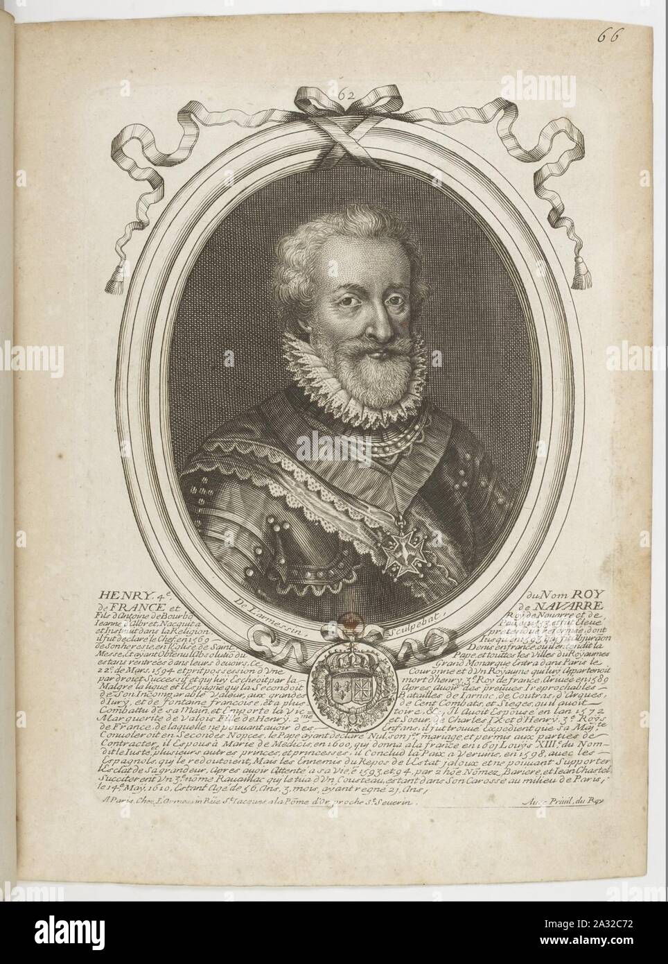 Par Nicolas de Larmessin Estampes.f075.Henri IV, roi de France. Banque D'Images