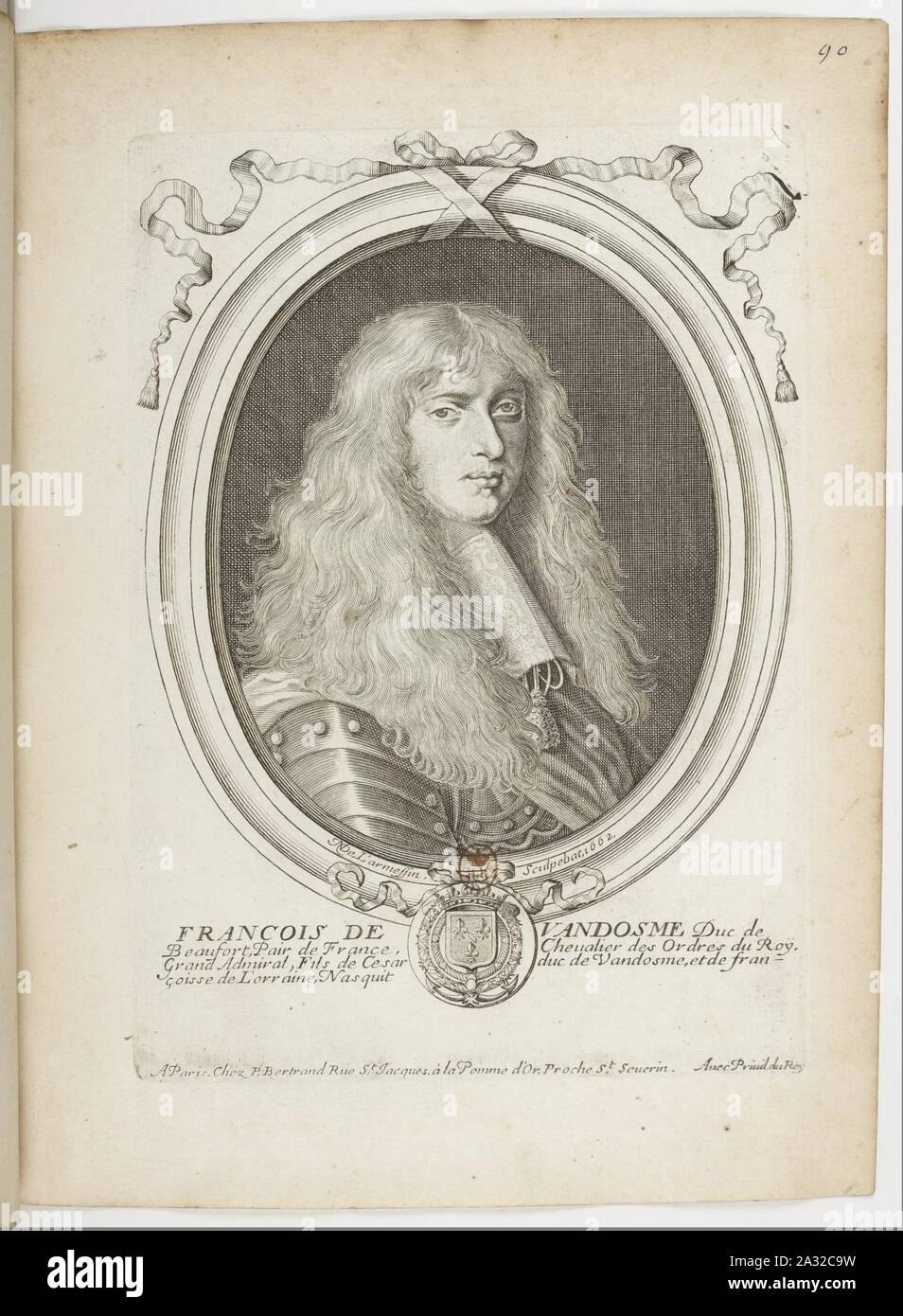 Par Nicolas de Larmessin Estampes.f099.François de Bourbon-Vendôme, duc de Beaufort. Banque D'Images