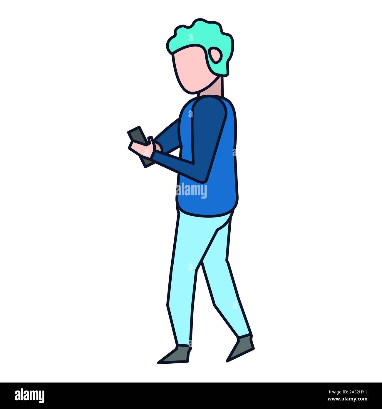 L'homme et de l'icône isolé smartphone Illustration de Vecteur