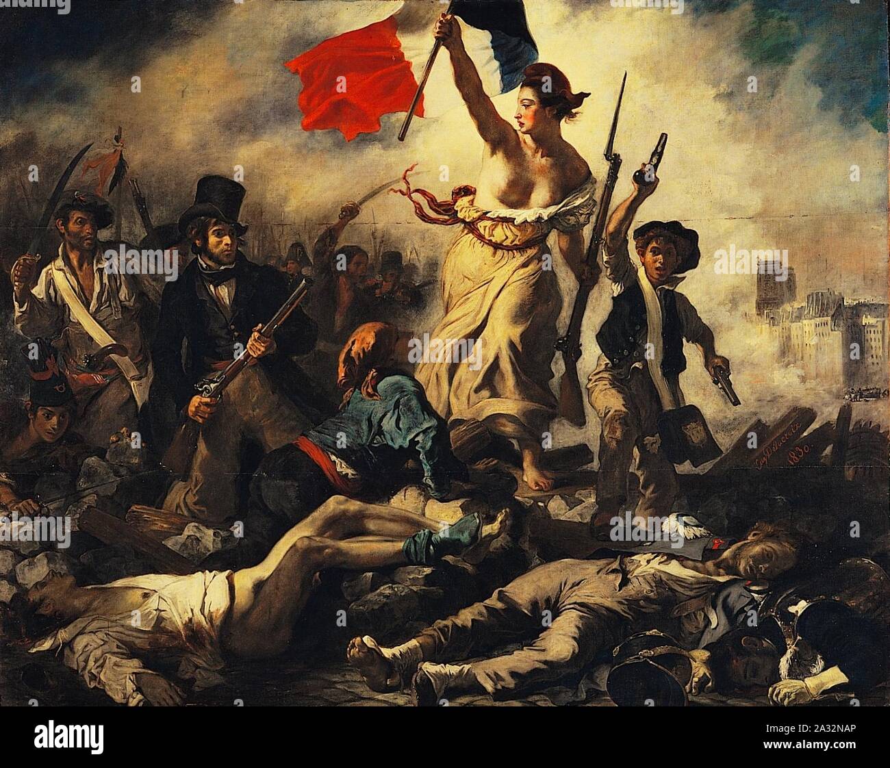 Eugène Delacroix - La liberté guidant le peuple-2. Banque D'Images