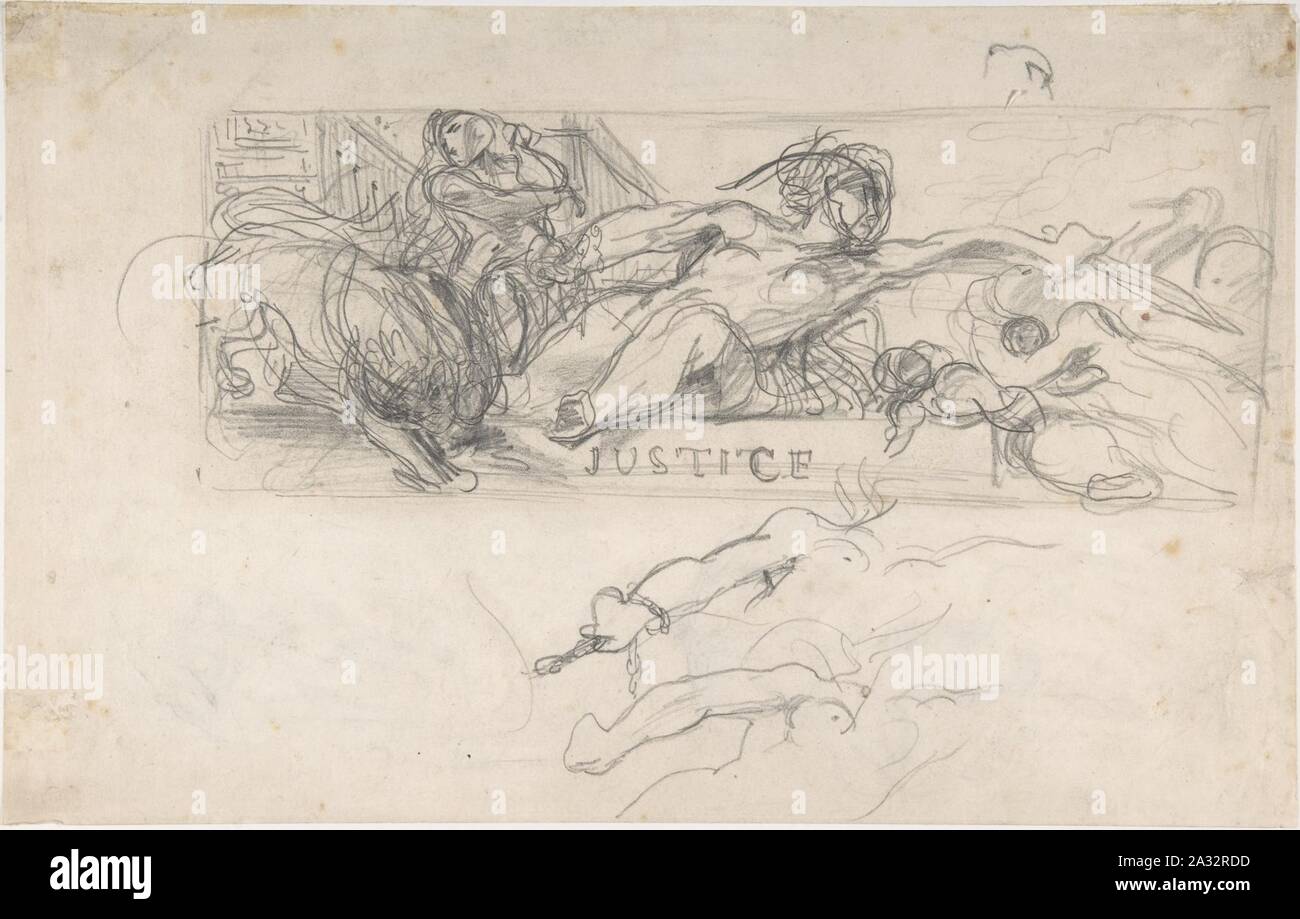 Eugène Delacroix, étude pour une figure allégorique de la Justice dans la décoration du plafond du Salon du Roi, Palais Bourbon, 1833. Banque D'Images