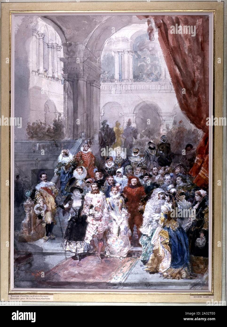 Eugène Louis Lami - Etude pour une peinture d'un costume bal donné par la princesse de Sagan - Banque D'Images