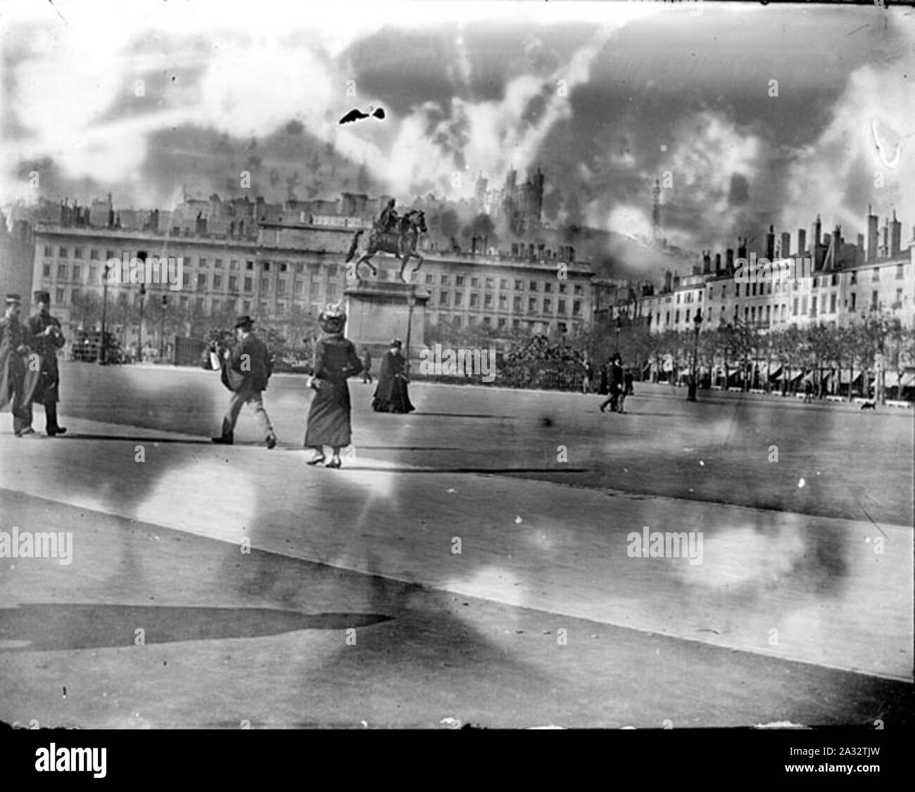 Eugène Trutat Place Bellecour Lyon. Banque D'Images