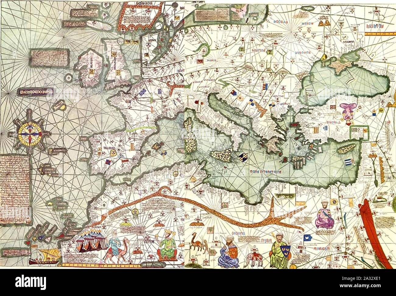 Méditerranée Europe Atlas Catalan. Banque D'Images