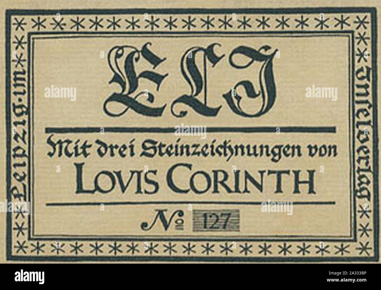 Ex Libris 1919-1921 Lovis Corinth Eli (rognée). Banque D'Images
