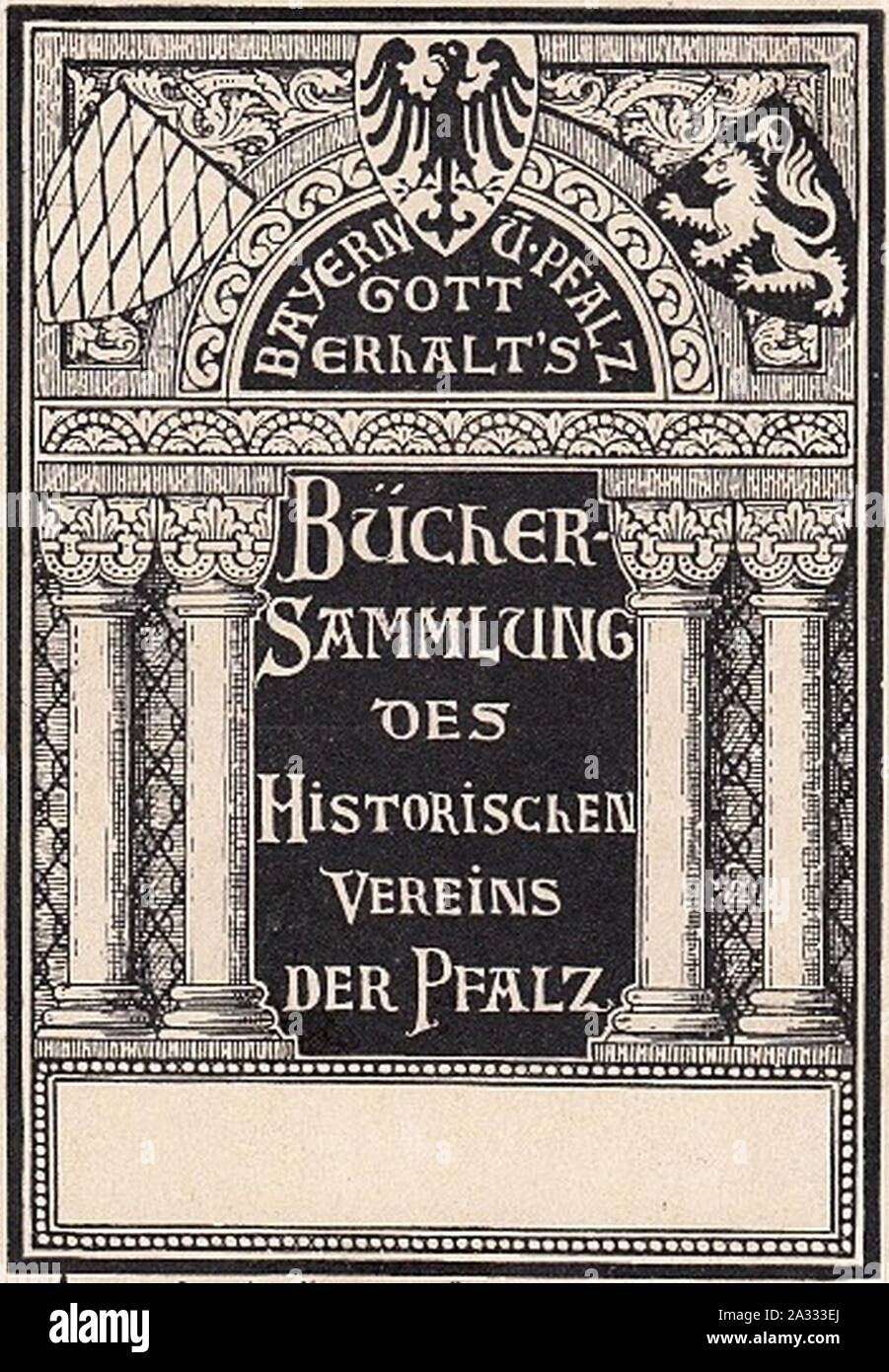 Ex Libris Historischer Verein Palatinat 2. Banque D'Images