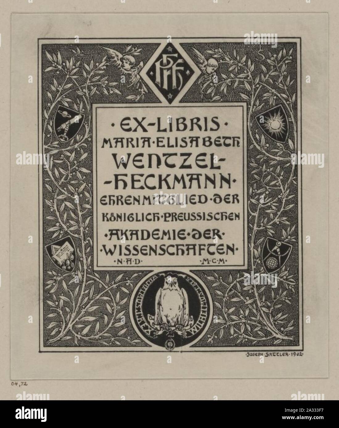 Ex Libris Maria Elisabeth Wentzel-Heckmann. Banque D'Images