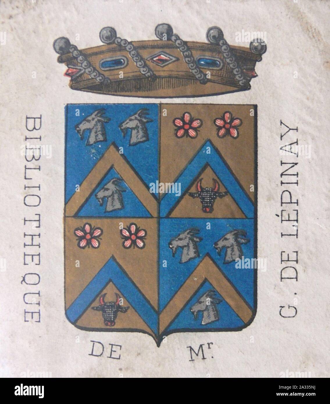 Ex-libris de M. de L'Epinay. Banque D'Images