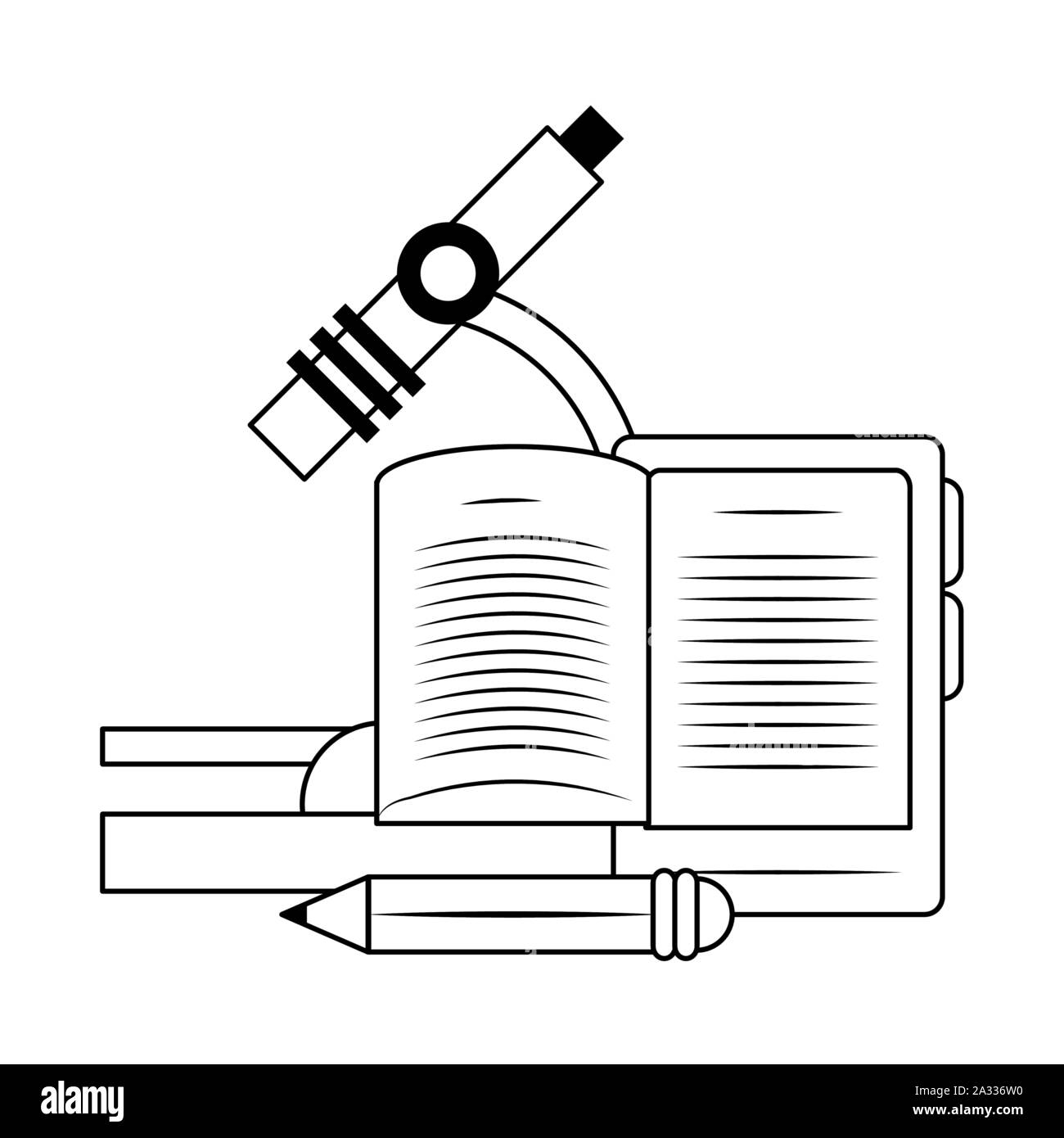 Microscope et design crayon Illustration de Vecteur