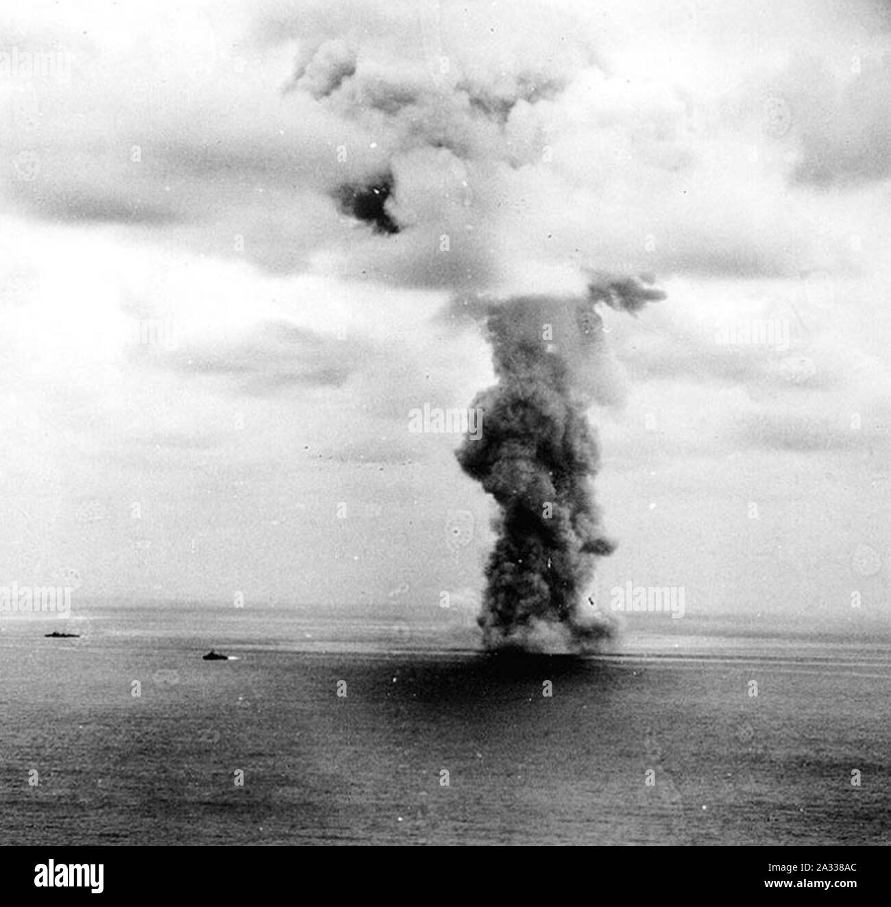 Explosion du cuirassé Yamato. Banque D'Images