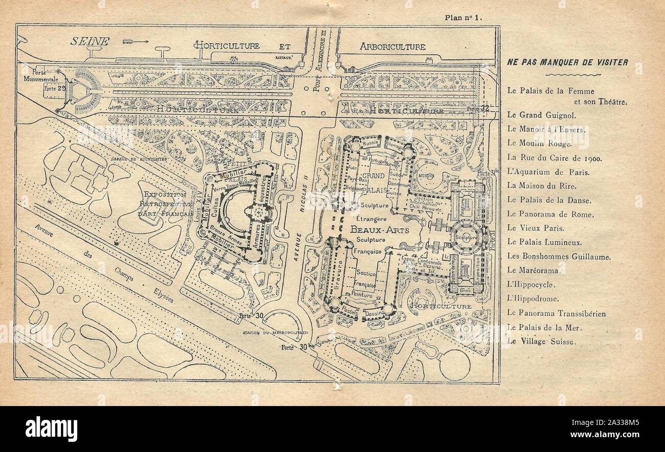 Expo 1900 Plan de la division 1. Banque D'Images