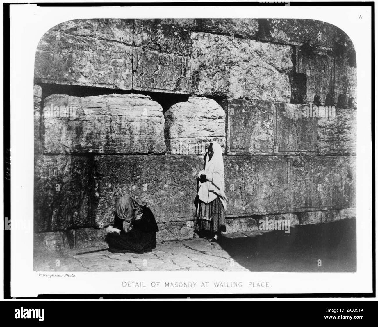 De l'extérieur-Haram-Ash Shárif. Détail de la maçonnerie au lieu des lamentations - P. Bergheim, photo. Banque D'Images