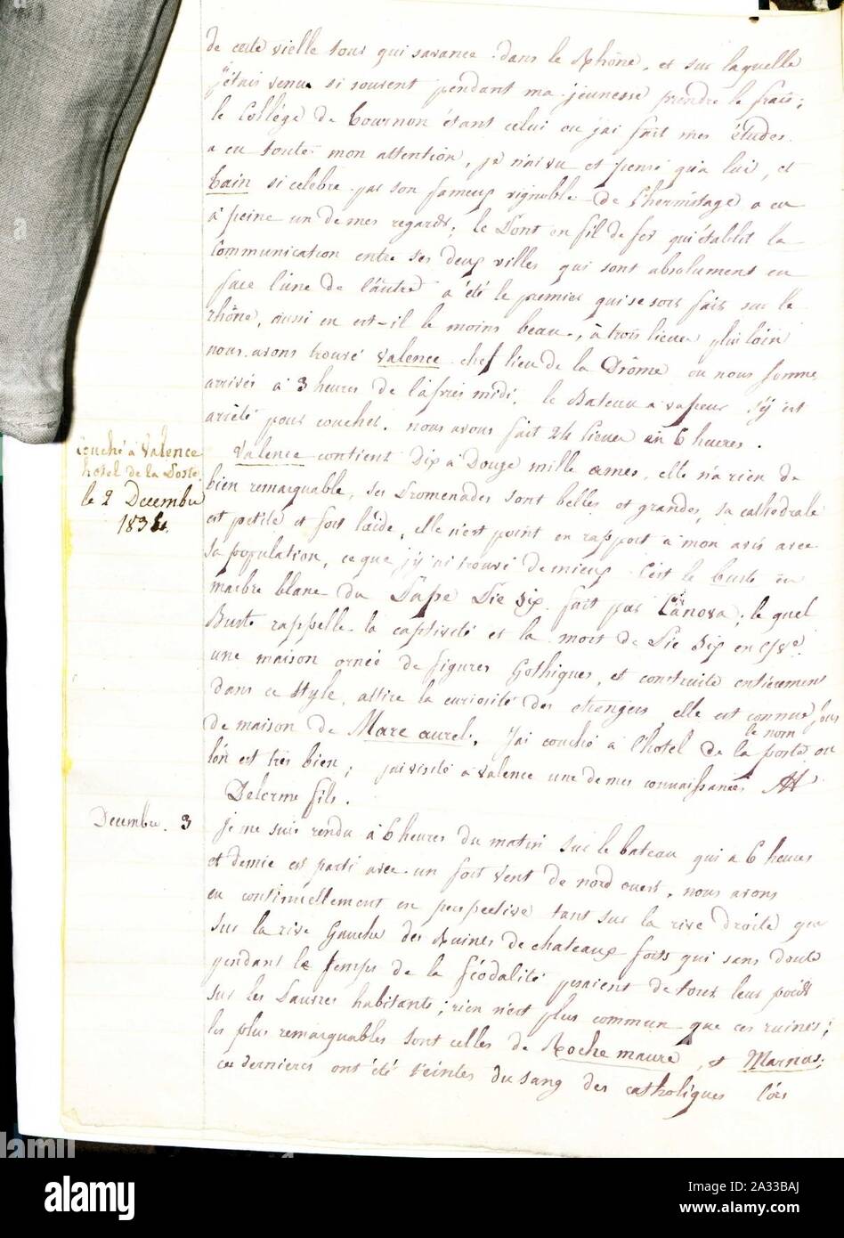 Extrait du journal intime de Jean-Claude Royer-Belliard, 1834 (3 Photo  Stock - Alamy