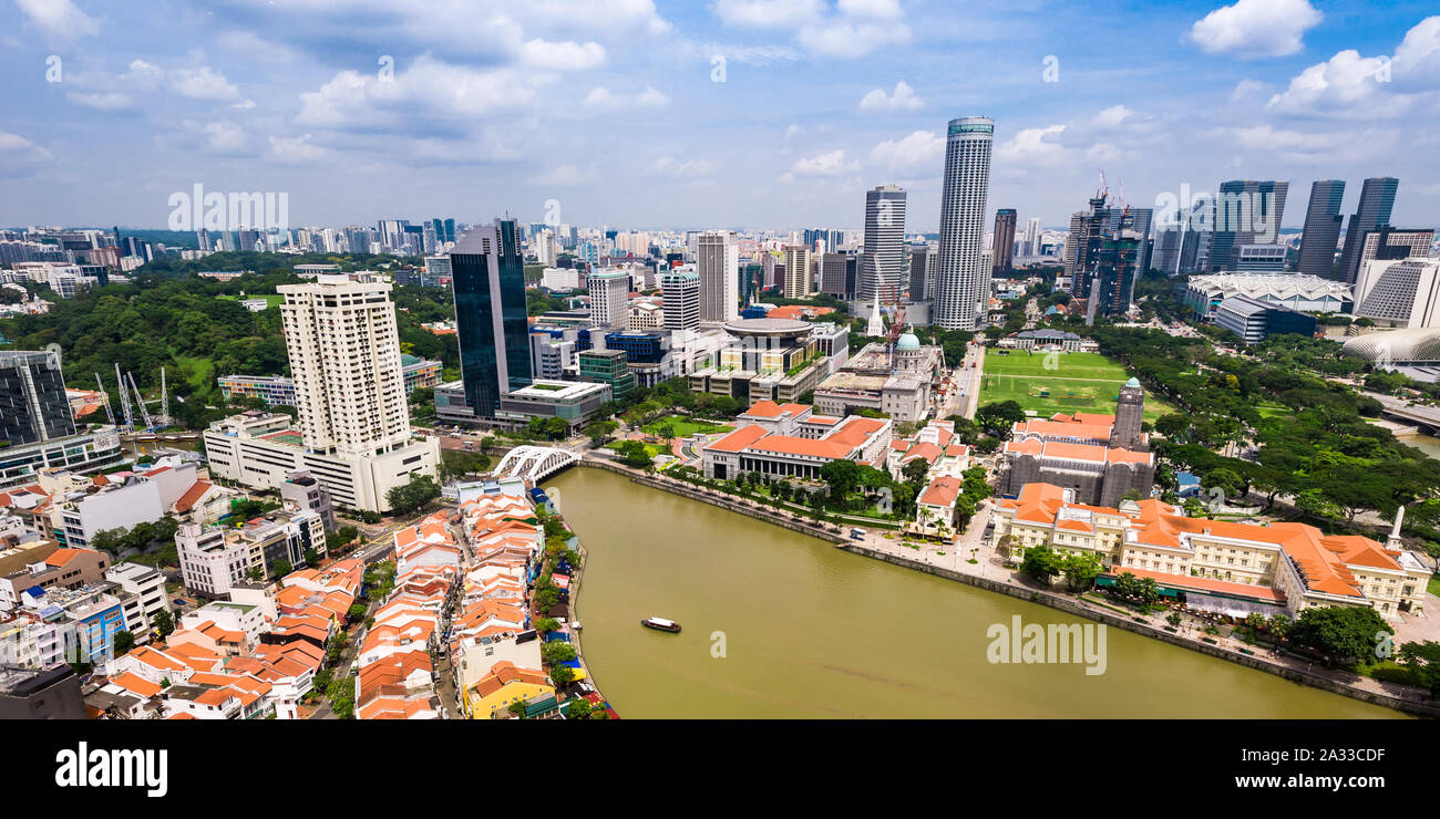 Singapour, 14 déc 2013 : Vue aérienne de l'agglomération de la ville paysage. Banque D'Images