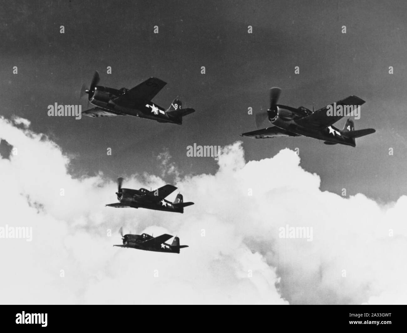 F6F de Hellcats VF-1 en vol en mai 1944. Banque D'Images